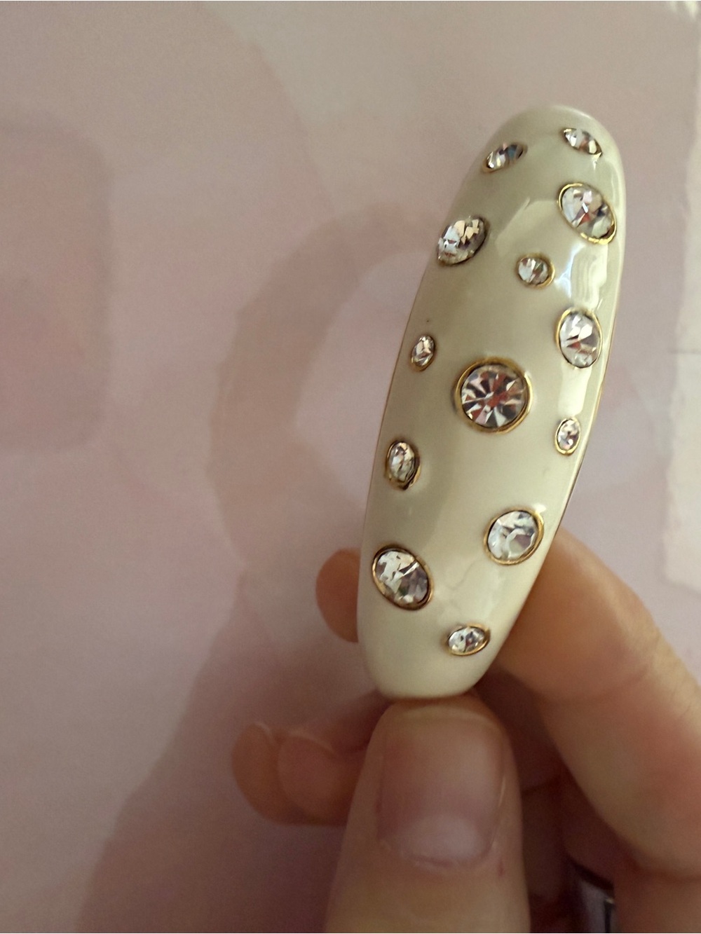 Cream Crystal-Accent hinged Bracelet